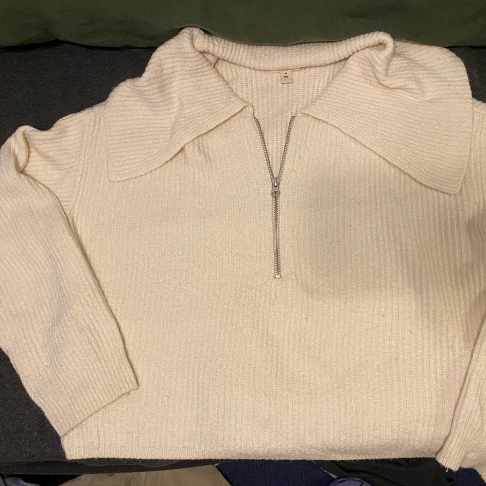 Cozy Half-Zip Cream Women's Sweater